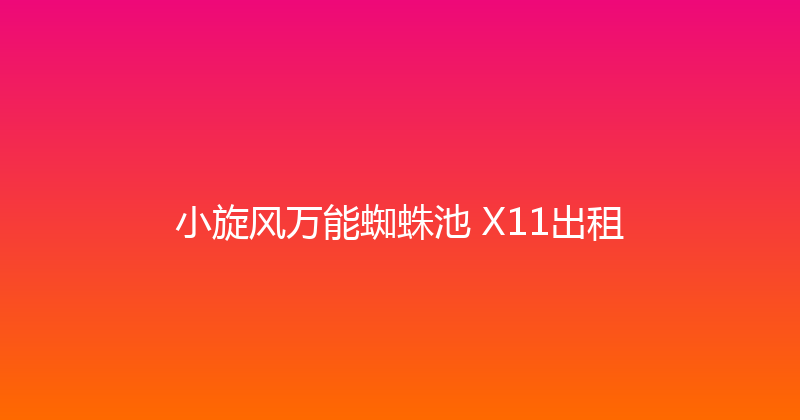 小旋风万能蜘蛛池 X11出租 封面图