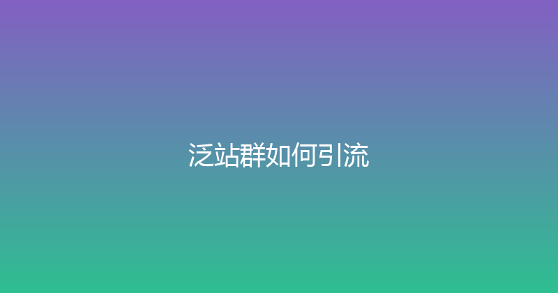 泛站群如何引流 封面图