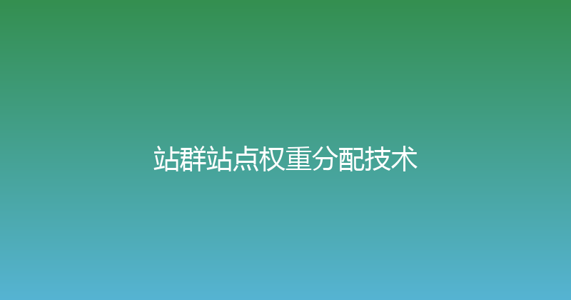 站群站点权重分配技术 封面图