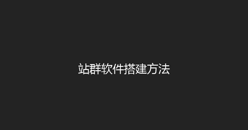 站群软件搭建方法 封面图