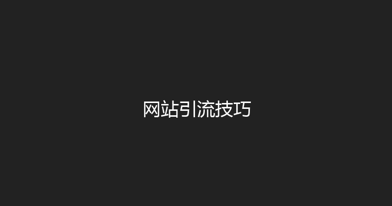 网站引流技巧 封面图