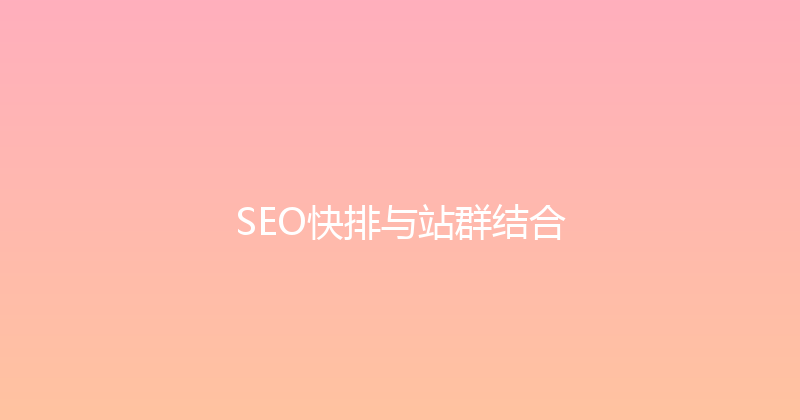 SEO快排与站群结合 封面图
