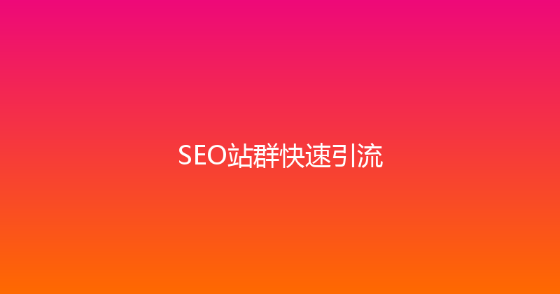 SEO站群快速引流 封面图